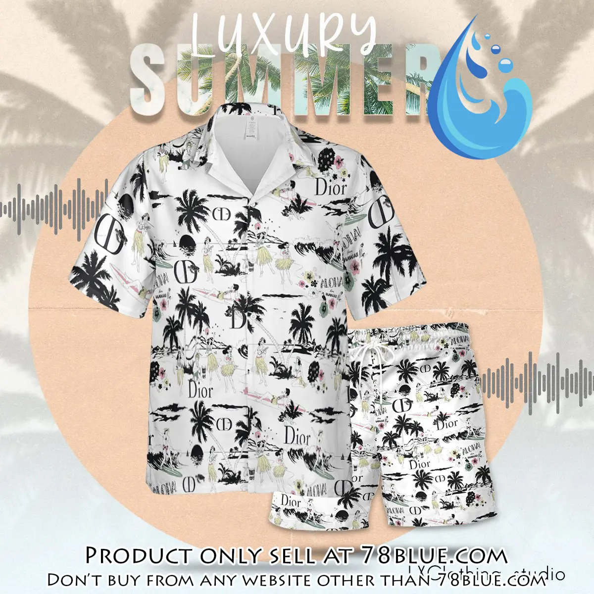 Dior luxury summer hawaiian shorts set lhss1016 78b5923560